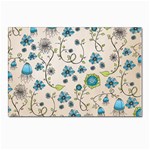 Whimsical Flowers Blue Postcard 4 x 6  (10 Pack)