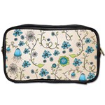 Whimsical Flowers Blue Travel Toiletry Bag (One Side)