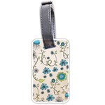 Whimsical Flowers Blue Luggage Tag (Two Sides)