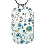Blue Whimsical Flowers  on blue Dog Tag (One Sided)