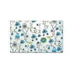 Blue Whimsical Flowers  on blue Sticker 10 Pack (Rectangle)