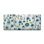 Blue Whimsical Flowers  on blue Hand Towel