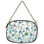 Blue Whimsical Flowers  on blue Chain Purse (One Side)
