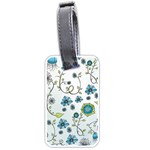 Blue Whimsical Flowers  on blue Luggage Tag (One Side)