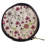 Pink Whimsical flowers on beige Mini Makeup Case
