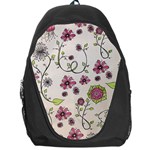 Pink Whimsical flowers on beige Backpack Bag