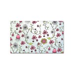 Pink whimsical flowers on blue Sticker (Rectangle)