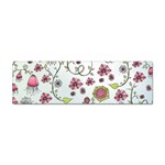 Pink whimsical flowers on blue Bumper Sticker 10 Pack