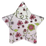 Pink whimsical flowers on pink Star Ornament