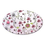 Pink whimsical flowers on pink Magnet (Oval)