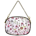 Pink whimsical flowers on pink Chain Purse (One Side)