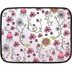 Pink whimsical flowers on pink Mini Fleece Blanket (Two Sided)