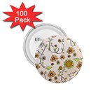 Yellow Whimsical Flowers  1.75  Button (100 pack)