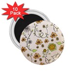 Yellow Whimsical Flowers  2.25  Button Magnet (10 pack)