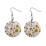 Yellow Whimsical Flowers  Mini Button Earrings