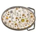 Yellow Whimsical Flowers  Belt Buckle (Oval)