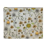 Yellow Whimsical Flowers  Cosmetic Bag (XL)