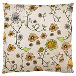 Yellow Whimsical Flowers  Large Cushion Case (Two Sided) 