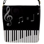 Whimsical Piano keys and music notes Flap closure messenger bag (Small)