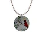 Sweet Red Cardinal Button Necklace