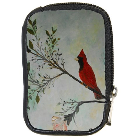 Sweet Red Cardinal Compact Camera Leather Case from UrbanLoad.com Front