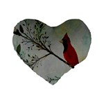 Sweet Red Cardinal 16  Premium Heart Shape Cushion 