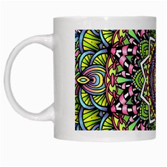 Psychedelic Leaves Mandala White Coffee Mug from UrbanLoad.com Left