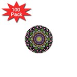 Psychedelic Leaves Mandala 1  Mini Button Magnet (100 pack)