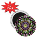 Psychedelic Leaves Mandala 1.75  Button Magnet (10 pack)