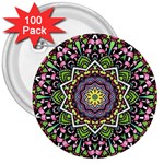 Psychedelic Leaves Mandala 3  Button (100 pack)