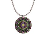 Psychedelic Leaves Mandala Button Necklace
