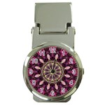 Purple Flower Money Clip with Watch
