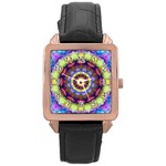 Rainbow Glass Rose Gold Leather Watch 