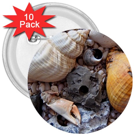 Beach Treasures 3  Button (10 pack) from UrbanLoad.com Front