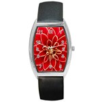 Red Dahila Tonneau Leather Watch