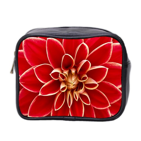 Red Dahila Mini Travel Toiletry Bag (Two Sides) from UrbanLoad.com Front