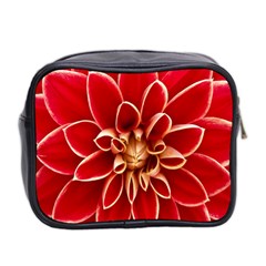 Red Dahila Mini Travel Toiletry Bag (Two Sides) from UrbanLoad.com Back