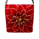 Red Dahila Flap Closure Messenger Bag (Large)