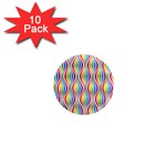Rainbow Waves 1  Mini Button Magnet (10 pack)