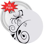 Floral Butterfly Design 3  Button (10 pack)