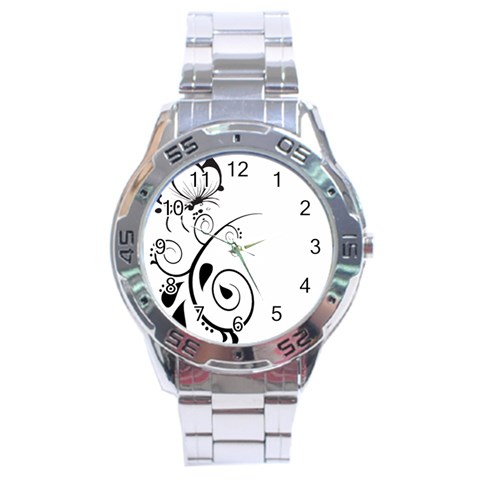 Floral Butterfly Design Stainless Steel Watch from UrbanLoad.com Front