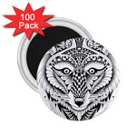 Ornate Foxy Wolf 2.25  Button Magnet (100 pack)