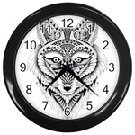 Ornate Foxy Wolf Wall Clock (Black)