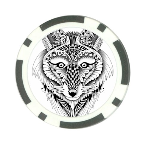Ornate Foxy Wolf Poker Chip from UrbanLoad.com Front