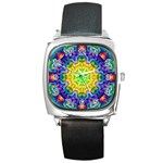 Psychedelic Abstract Square Leather Watch