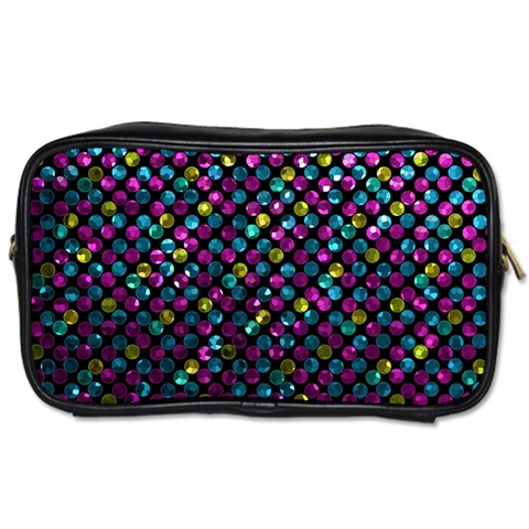 Polka Dot Sparkley Jewels 2 Travel Toiletry Bag (One Side) from UrbanLoad.com Front