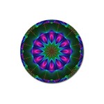 Star Of Leaves, Abstract Magenta Green Forest Magnet 3  (Round)