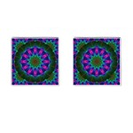 Star Of Leaves, Abstract Magenta Green Forest Cufflinks (Square)