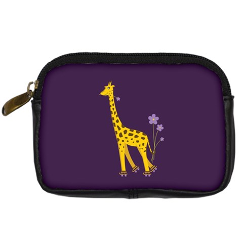 Purple Roller Skating Cute Cartoon Giraffe Digital Camera Leather Case from UrbanLoad.com Front