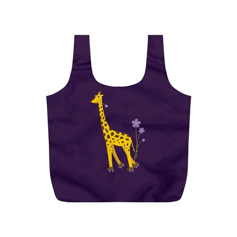 Purple Roller Skating Cute Cartoon Giraffe Reusable Bag (S) from UrbanLoad.com Front